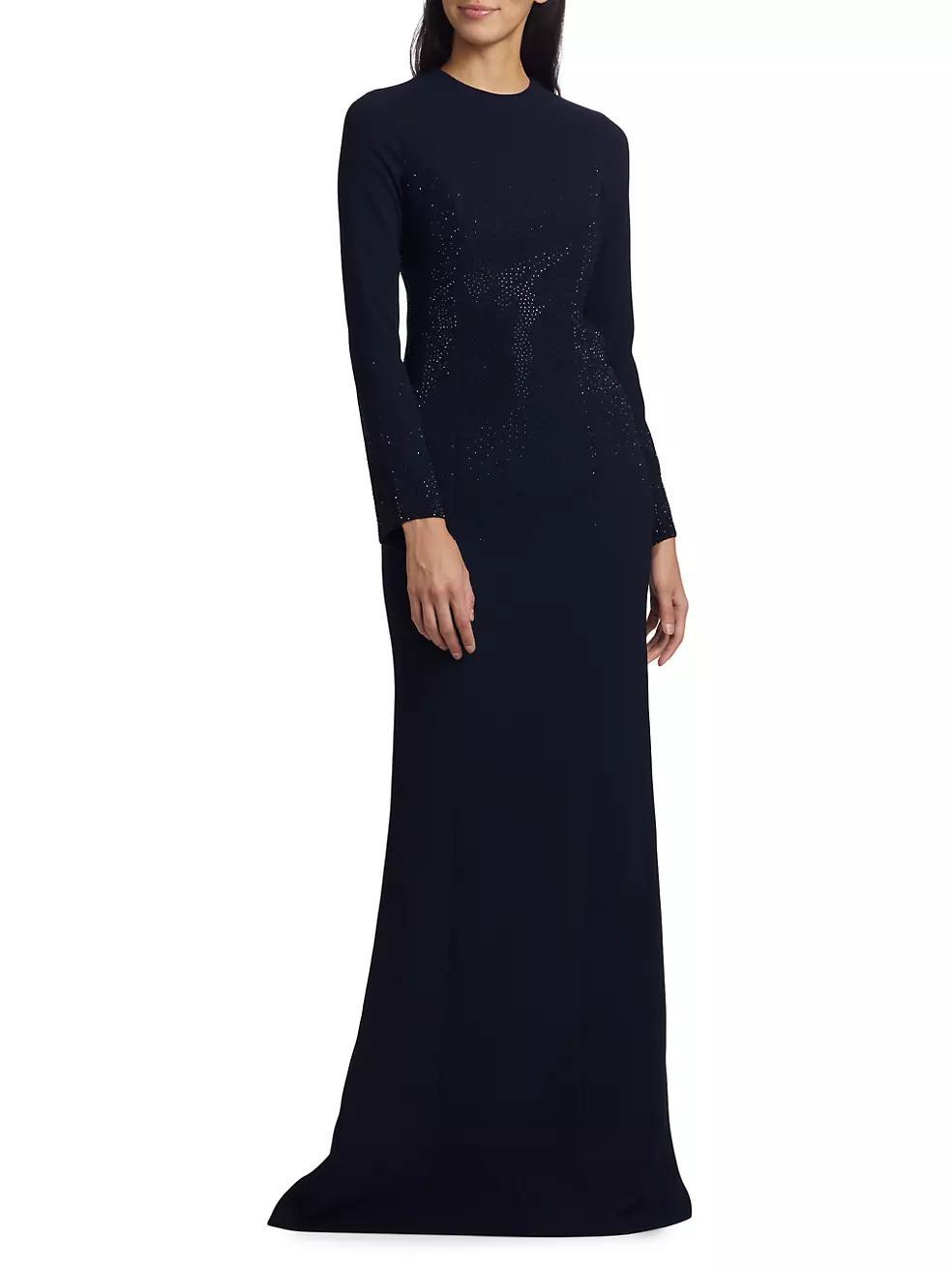 Embellished Crepe Column Gown Product Image