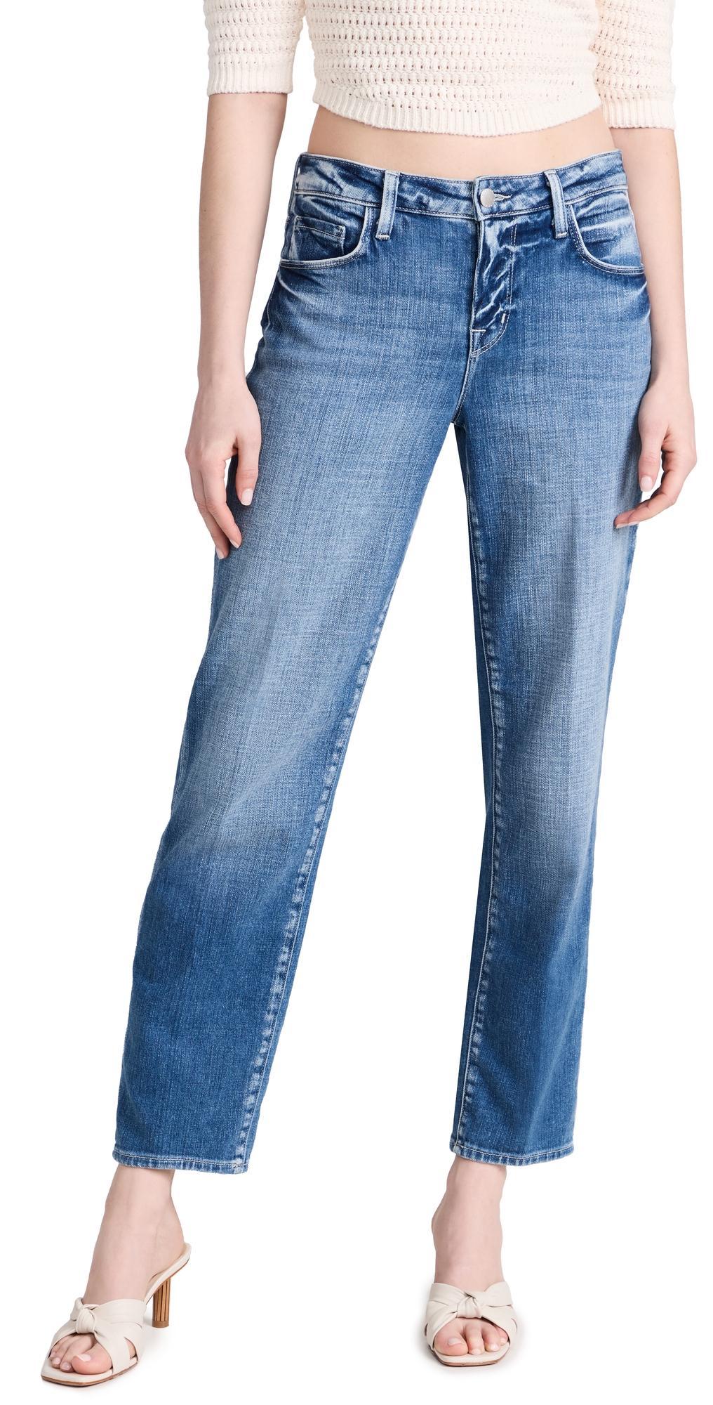 Marjorie Mid-Rise Slouch Slim Straight Jeans Product Image