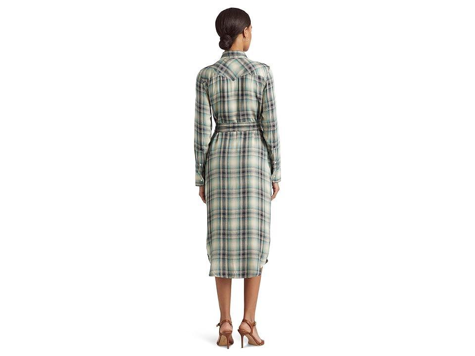 Lauren Ralph Lauren Plaid Twill Shirtdress (Blue/Green ) Women's Dress Product Image