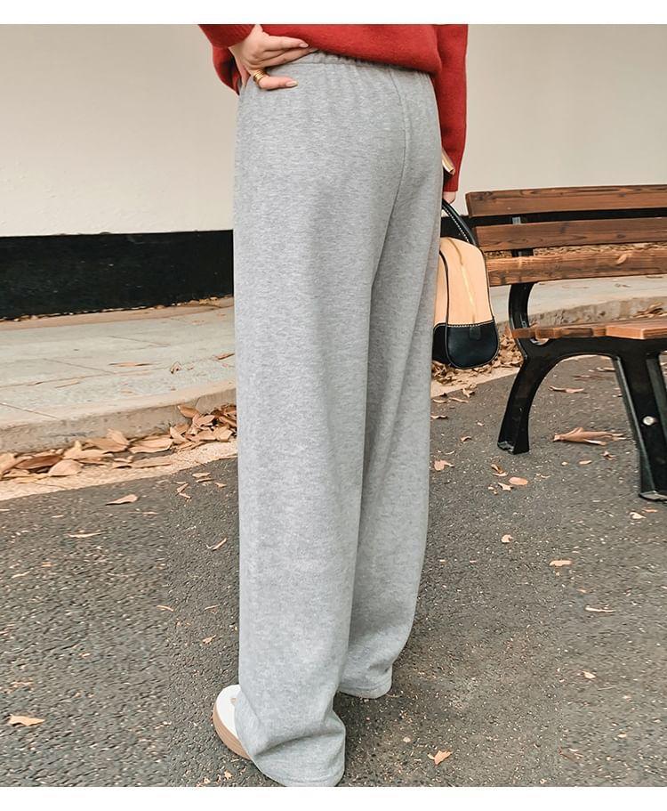 Drawstring Waist Plain Wide Leg Sweatpants Product Image