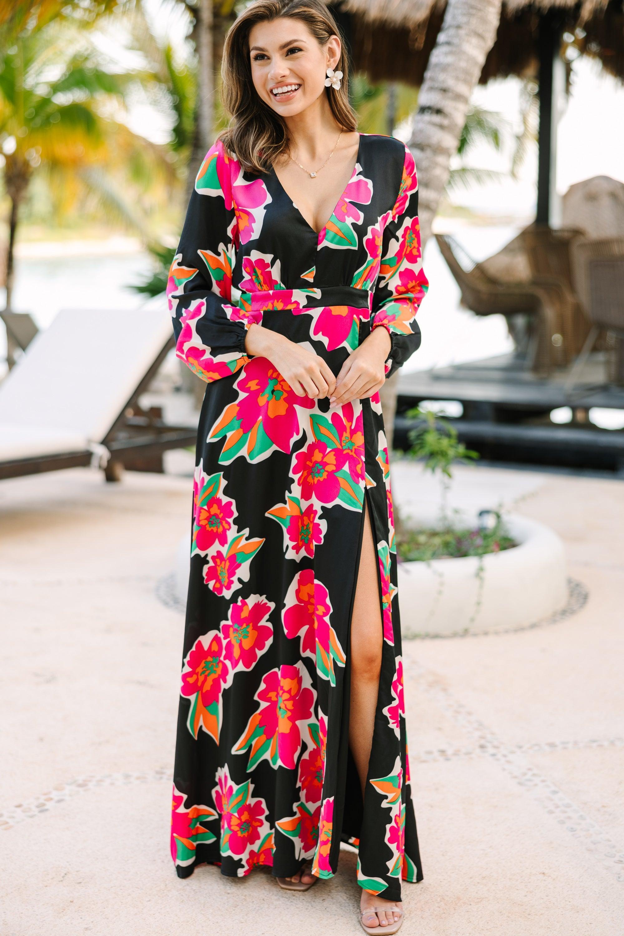 Just Feels Right Black Floral Maxi Dress Female Product Image