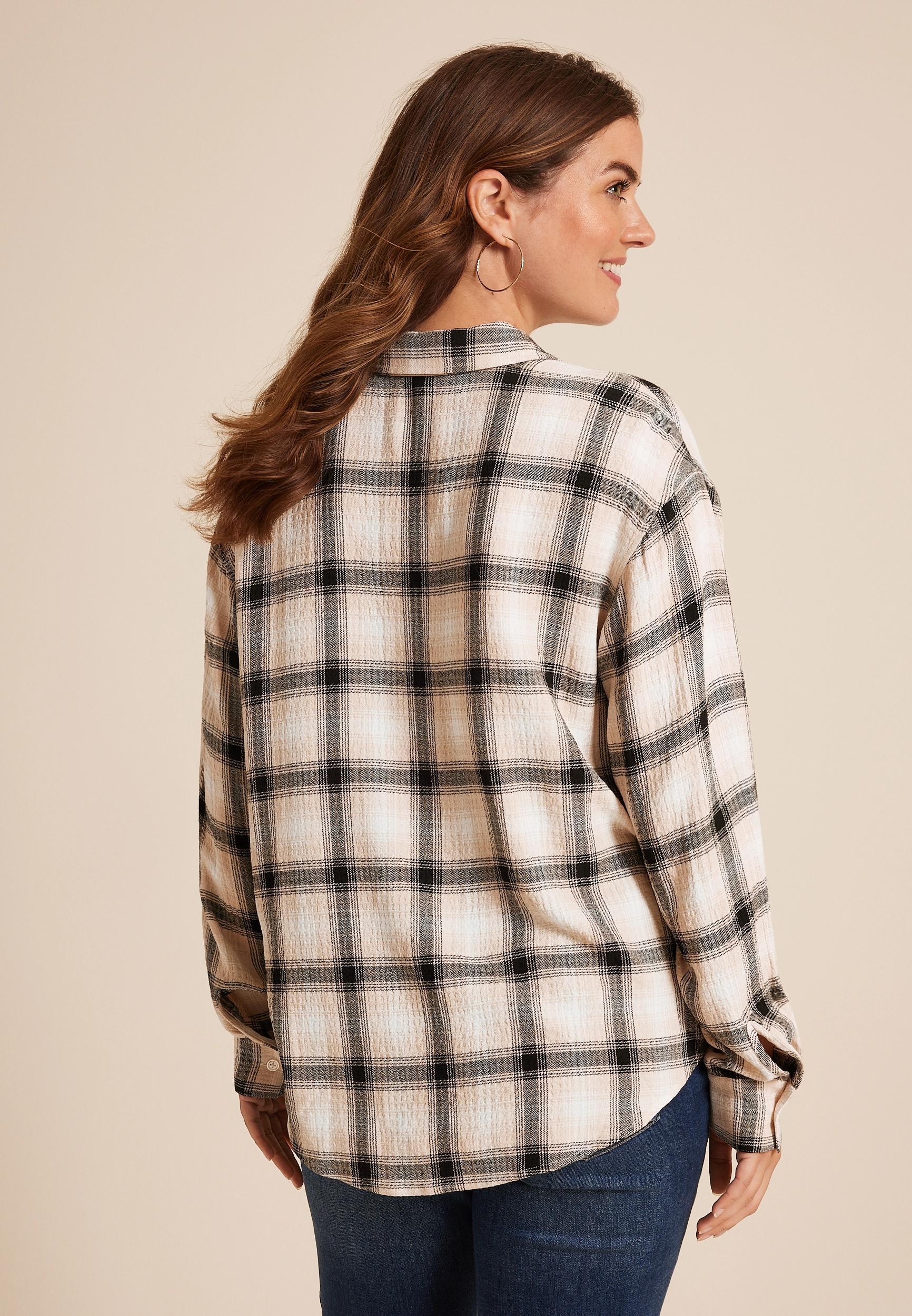 Pucker Plaid Button Up Shirt Product Image