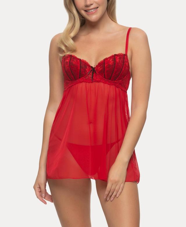 Jezebel Womens Wish Mesh and Lace Babydoll Set Product Image