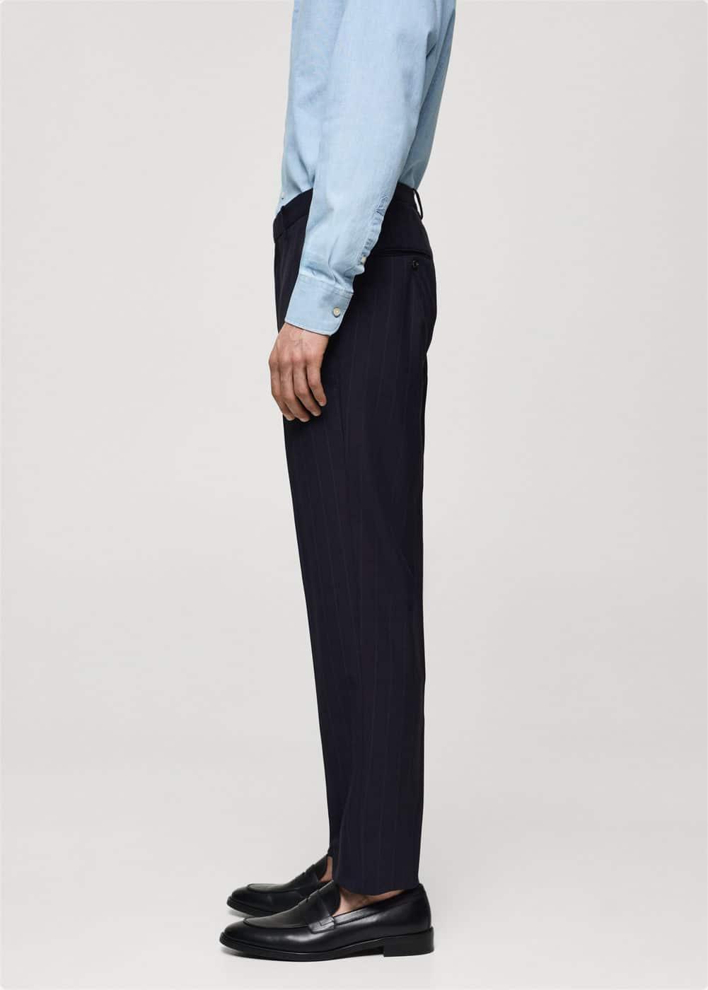 MANGO MAN - Pinstripe virgin wool suit trousers dark navyMen Product Image