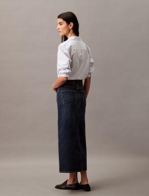 Front Split Hem Maxi Denim Skirt Product Image