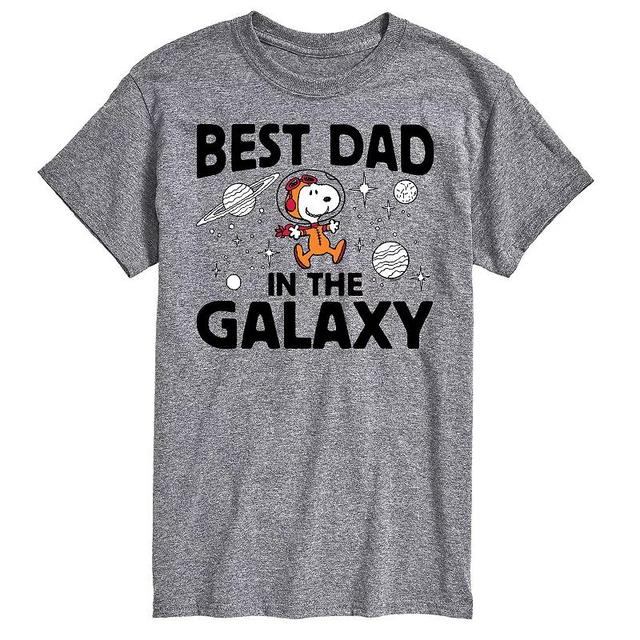 Big & Tall Peanuts Best Dad In Galaxy Snoopy Graphic Tee, Mens Med Grey Product Image