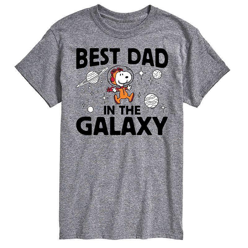 Big & Tall Peanuts Best Dad In Galaxy Snoopy Graphic Tee, Mens Med Grey Product Image