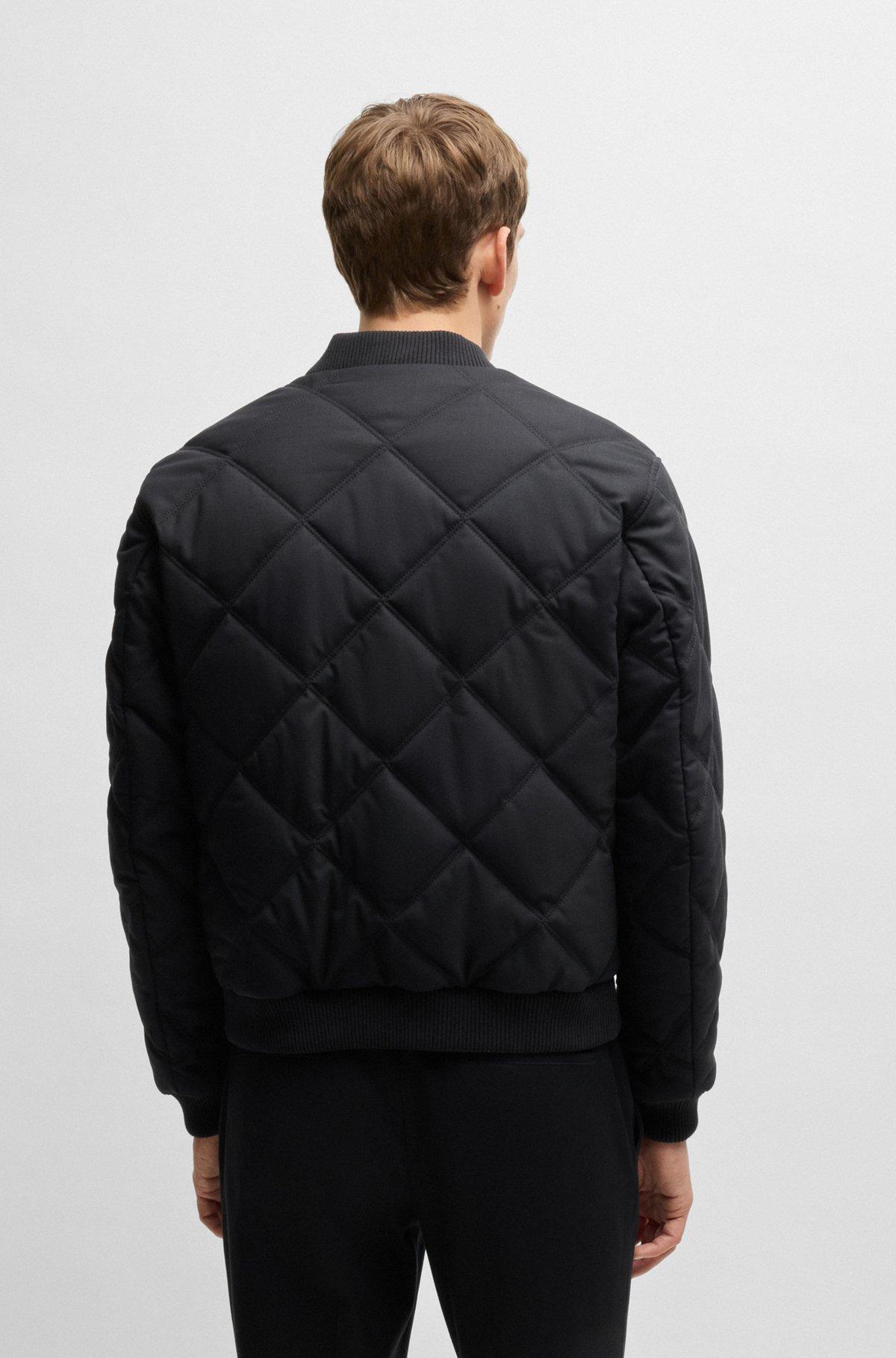 Regular-fit jacket with diamond quilting and cotton ribbing Product Image