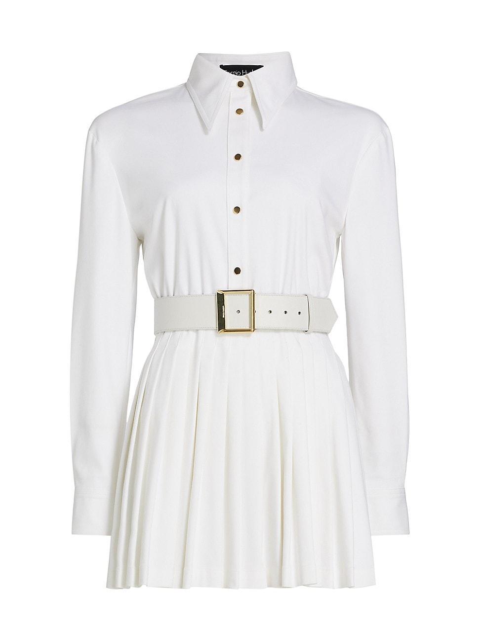 Womens Belted Pleated Mini Shirtdress product image