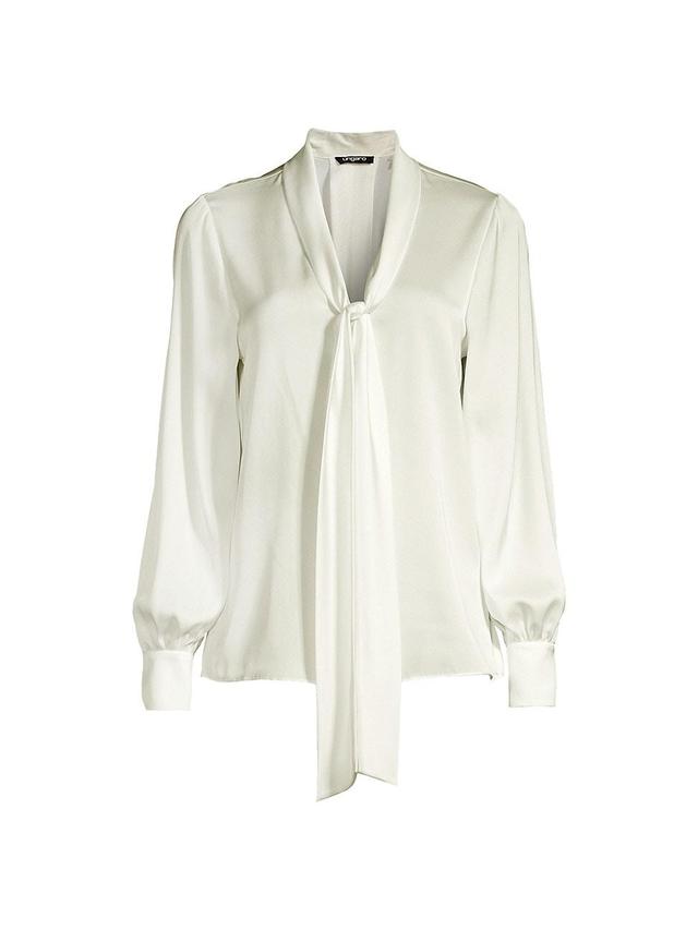 Womens Ella Silk-Blend Tie-Neck Blouse Product Image