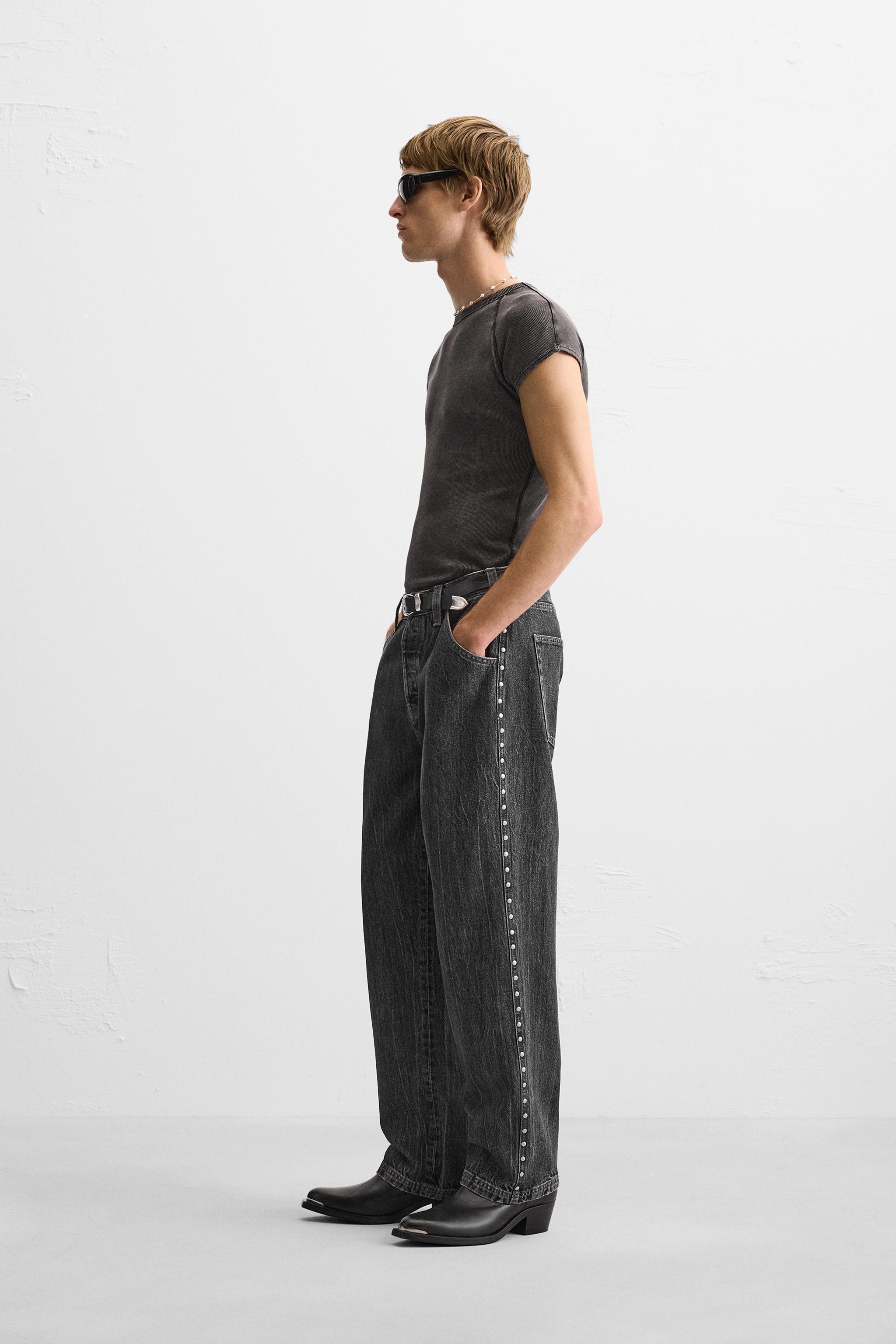 STUDDED SIDE STRIPE JEANS Product Image