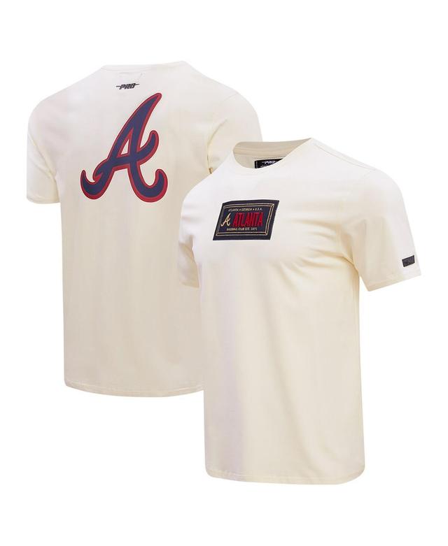 Pro Standard Mens Cream Atlanta Braves Club Member Badge T-Shirt Product Image