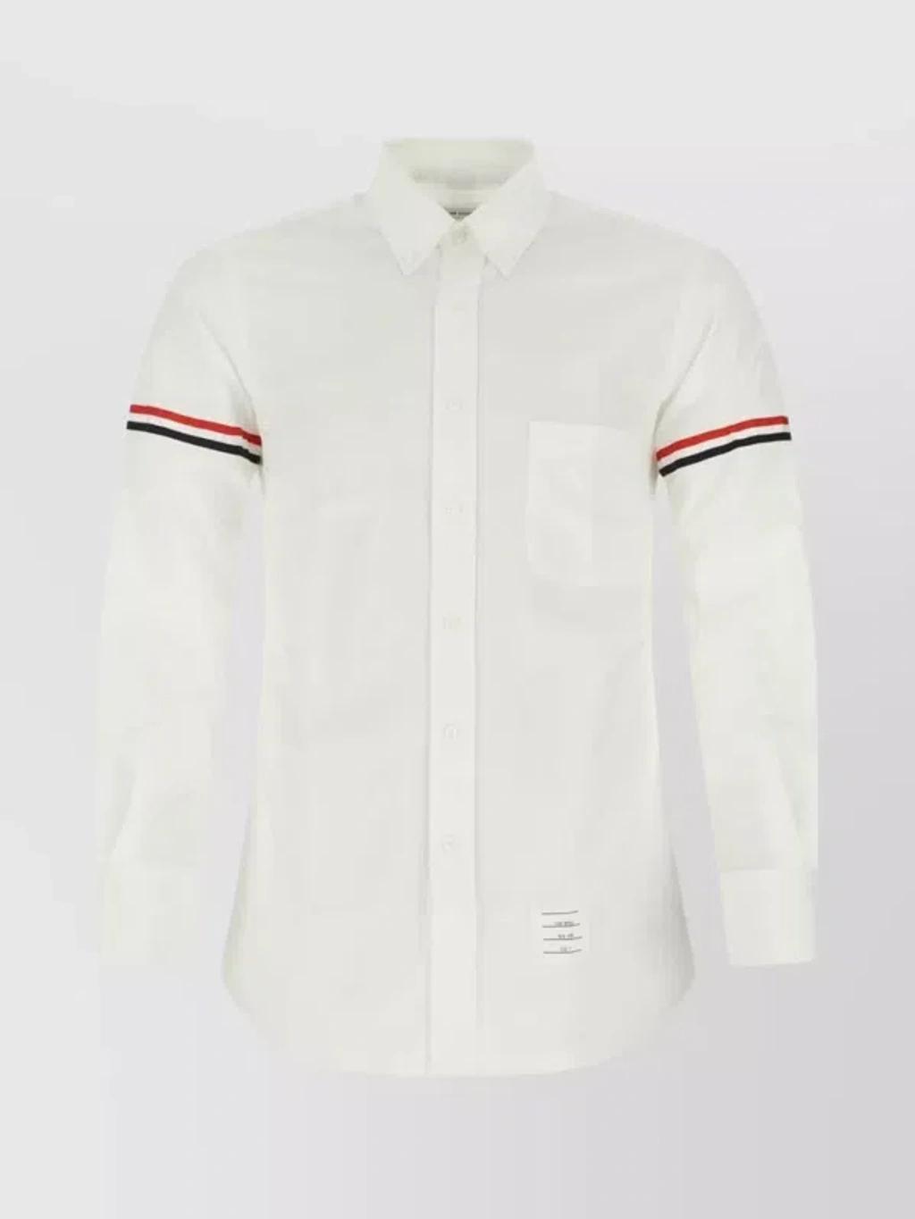 Cotton Shirt With Chest Pocket And Cuffed Sleeves In White product image