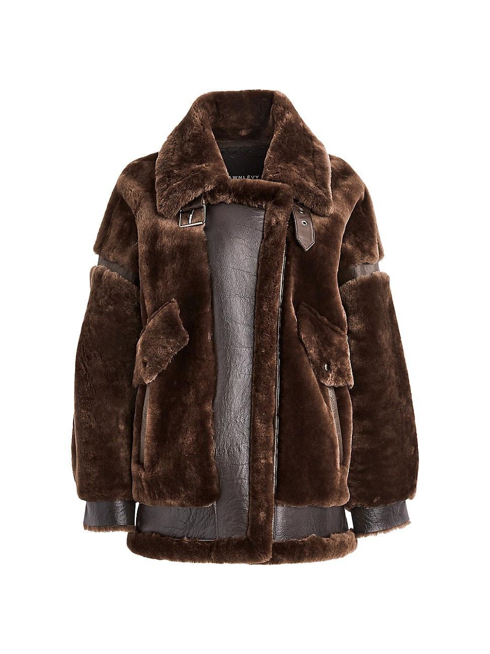 Womens Sean Mixed Leather & Shearling Jacket Product Image