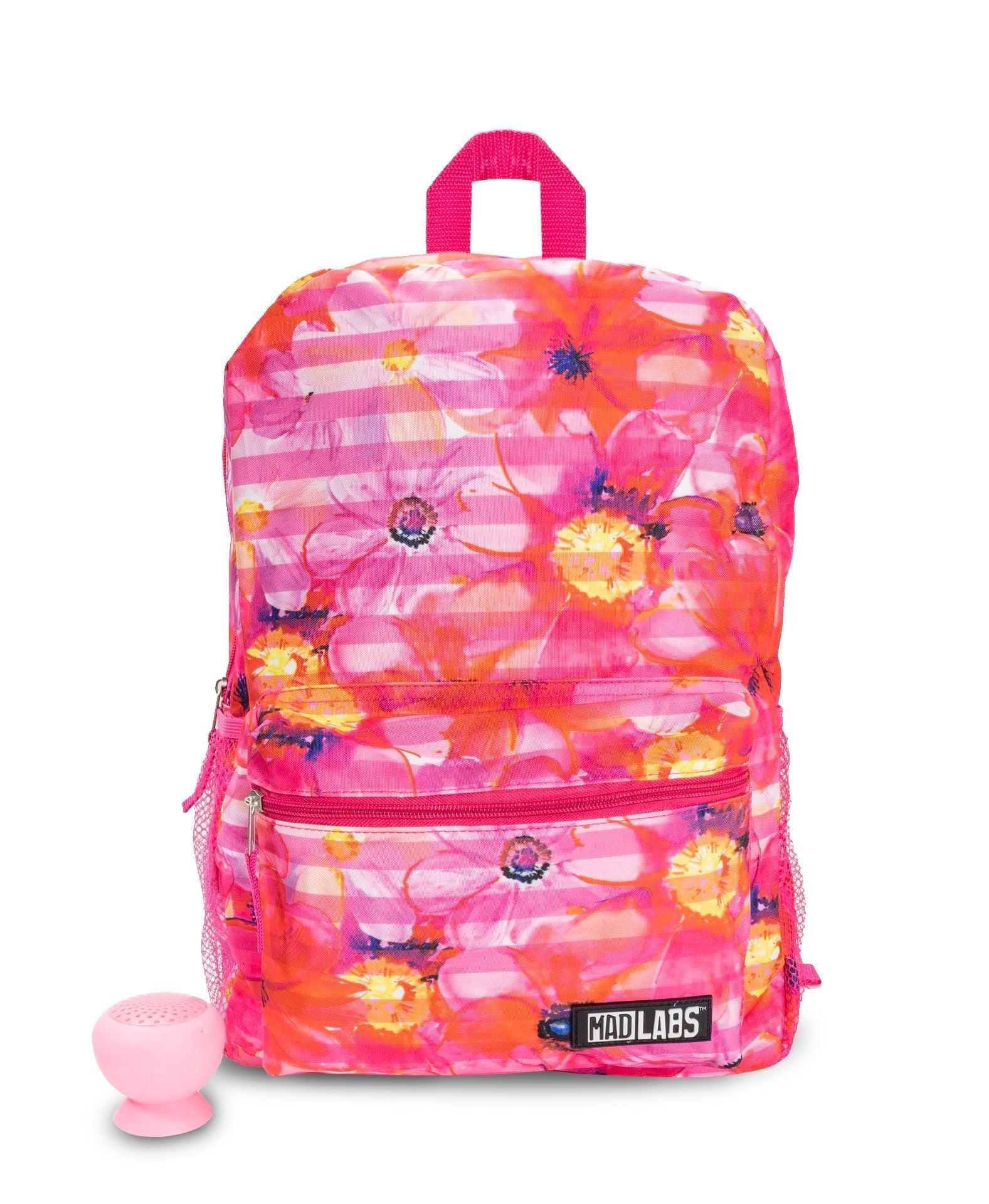 Pink Floral 18” Backpack with Speaker Product Image