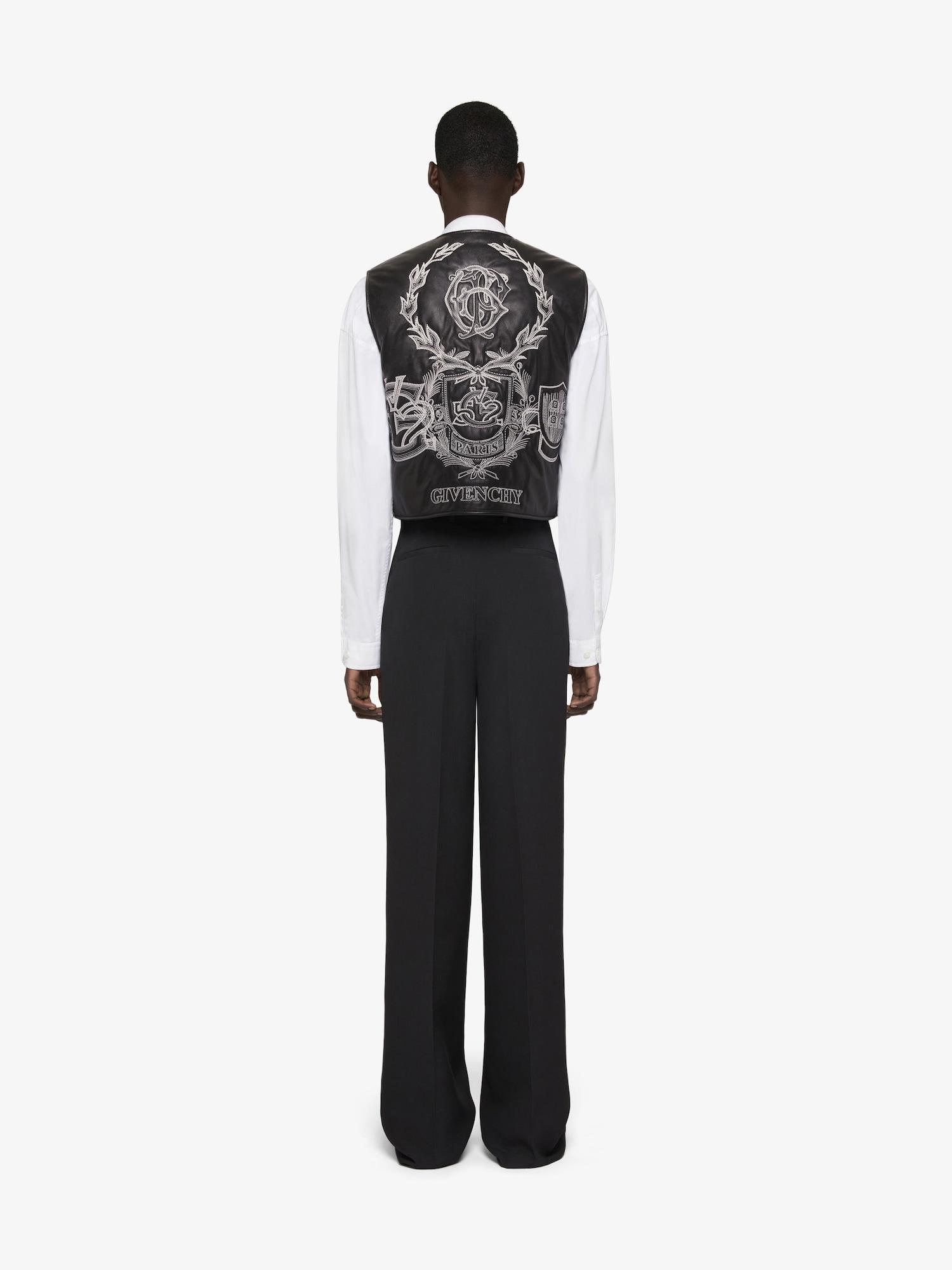 GIVENCHY Crest waistcoat in embroidered leather Product Image