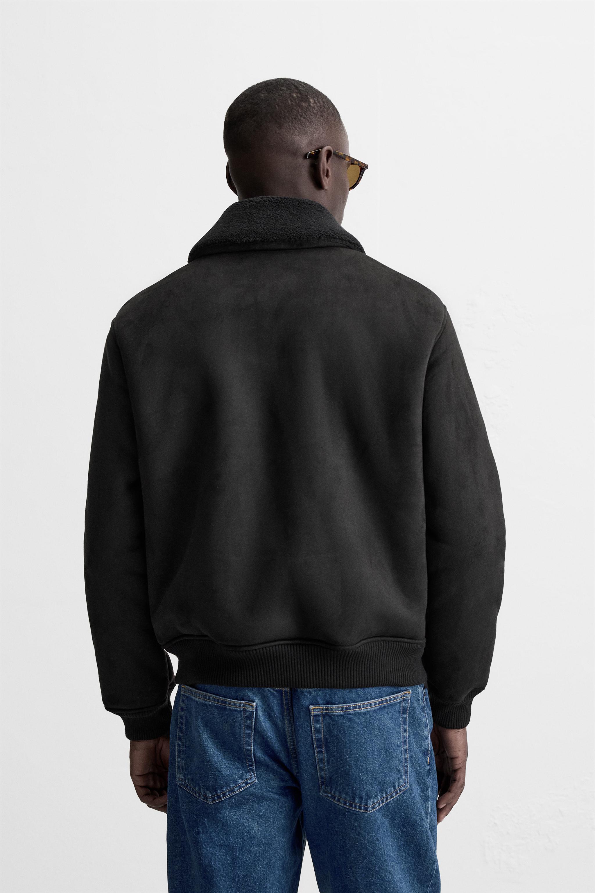 CONTRASTING FAUX SUEDE JACKET Product Image