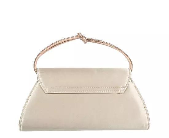 American Glamour Badgley Mischka Womens Satin Flap Crystal Knot Handle Clutch Product Image