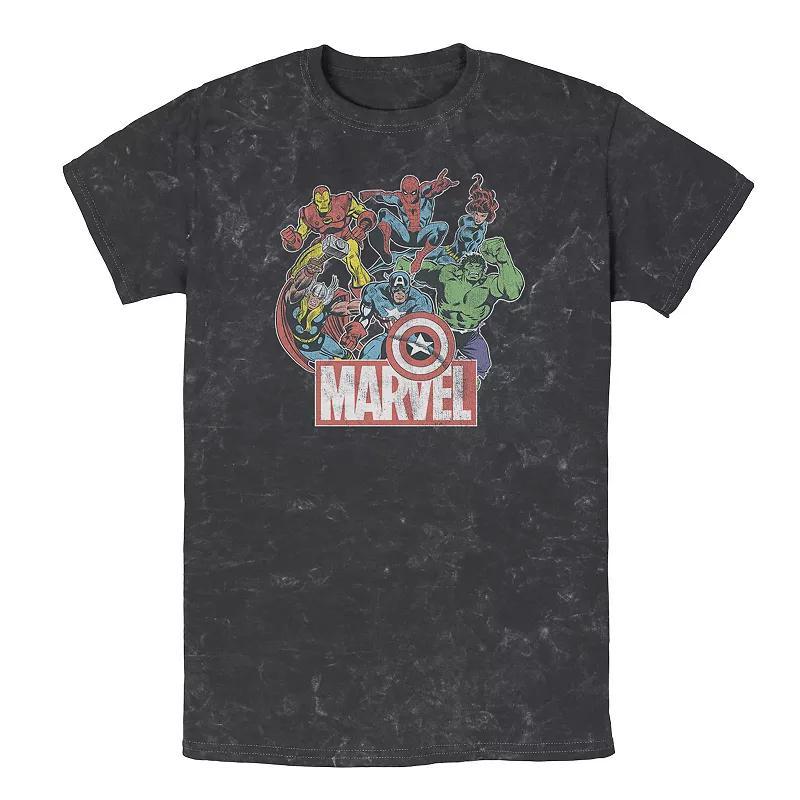 Mens Marvel Avengers Team Retro Comic Vintage Wash Tee Product Image