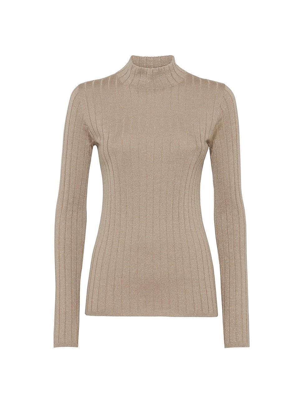 Womens Sparkling Cashmere and Silk Rib Sweater Product Image