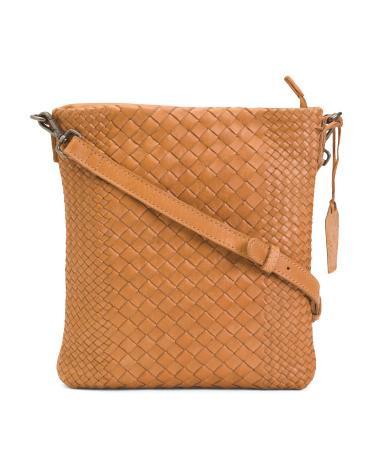 Leather Woven Crossbody for Women Product Image