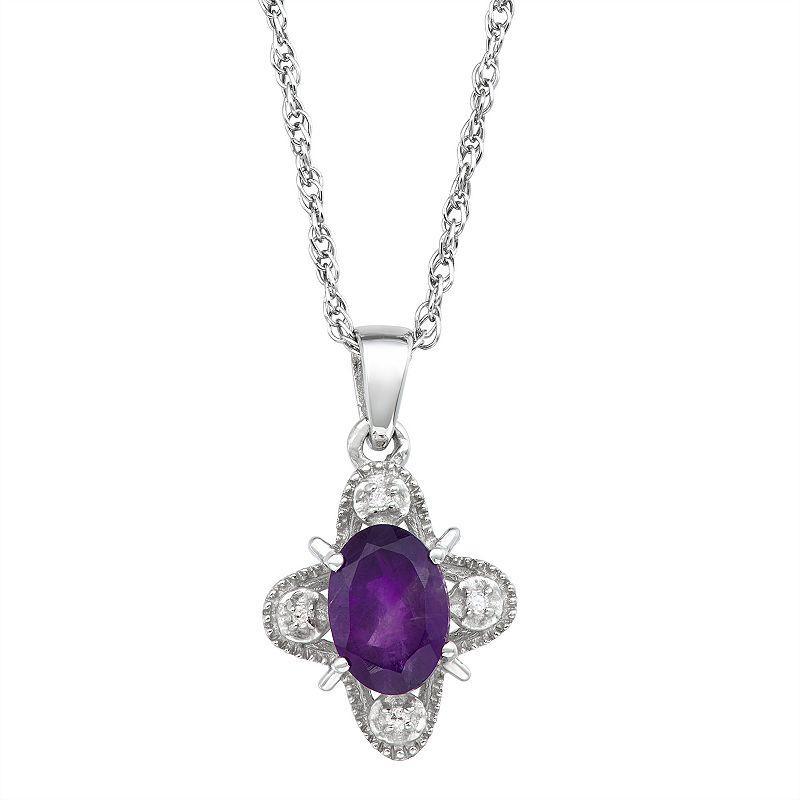 Jewelexcess Sterling Silver 1 Carat T.W. Gemstone & Diamond Accent Pendant Necklace, Womens Purple Product Image