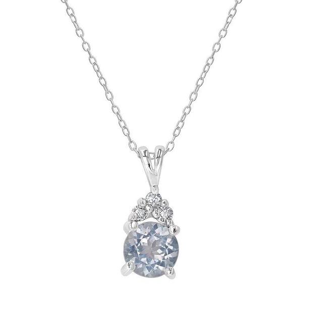 Gemistry Sterling Silver Round Stone & Cubic Zirconia Pendant Necklace, Womens White Topaz Product Image