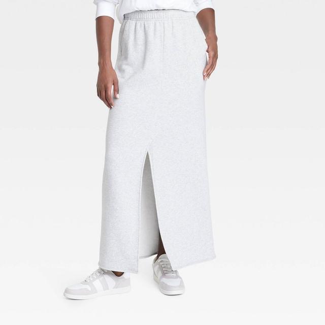 Womens Fleece Maxi Skirt - Universal Thread Light Gray L Product Image