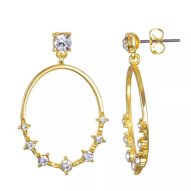 Emberly Gold Tone Detailed Open Drop Hoop Earrings, Womens Product Image