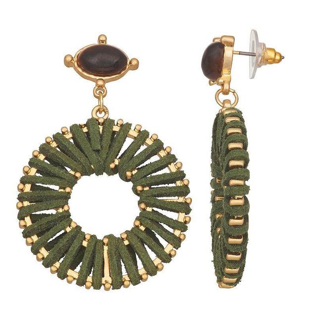 Sonoma Goods For Life Gold Tone Green Wrapped Drop Earrings, Womens Product Image