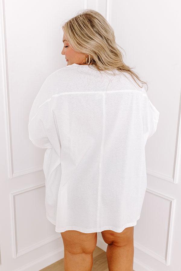 Game Day Charm Sequin Oversized Tee in White Curves Product Image