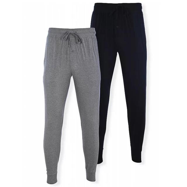 Big & Tall Hanes Modern-Fit Jersey Banded Bottom Pajama Pants, Mens Black Gray Grey Product Image