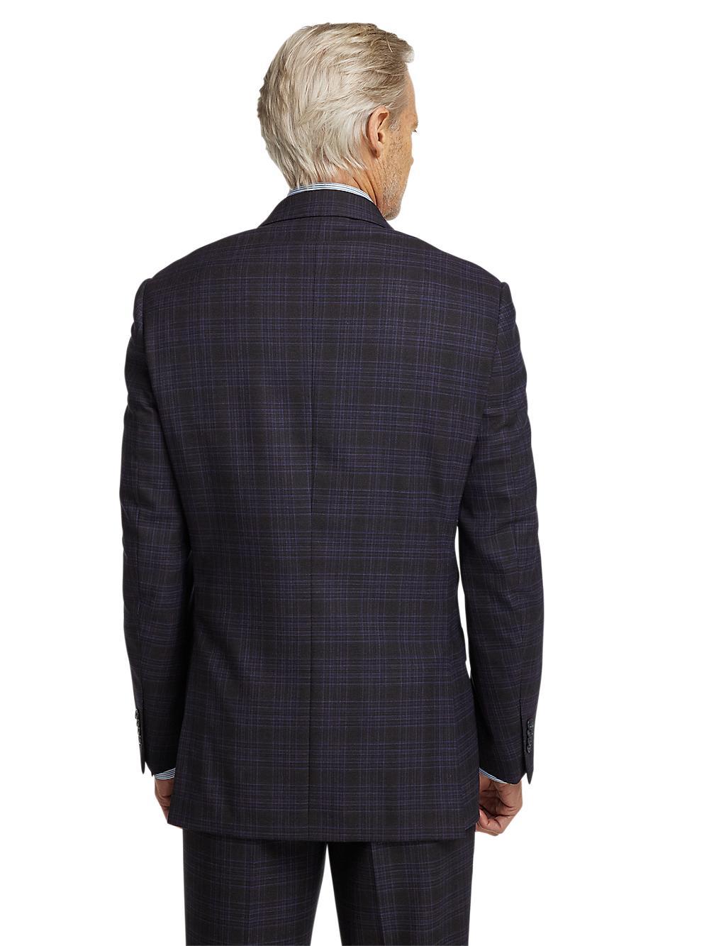 Wool Stretch Plaid Single Pleat Suit Pants - Brown/navy Product Image