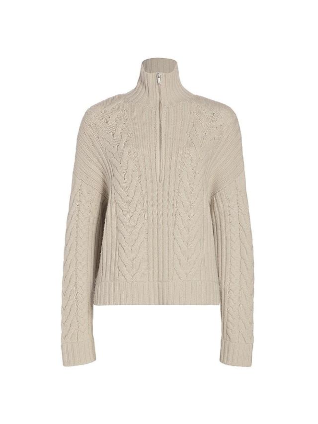 Wool-Cashmere Open-Back Cable Quarter-Zip Sweater Product Image