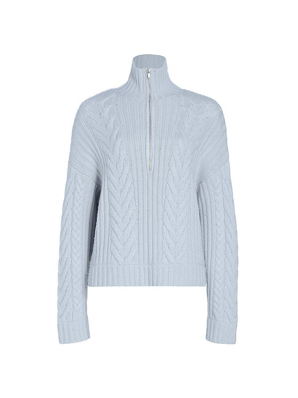 Womens Wool-Cashmere Open-Back Cable Quarter-Zip Sweater Product Image