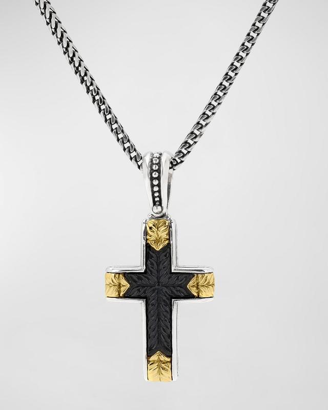 Womens Laconia Sterling Silver, 18K Yellow Gold & Onyx Cross Pendant Product Image