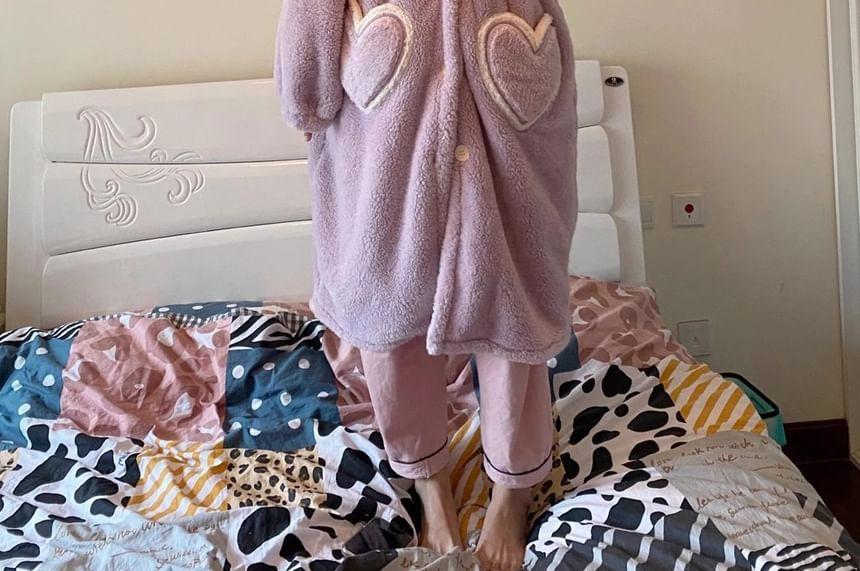 Rabbit Ear Hooded Fleece Pajama Robe Product Image