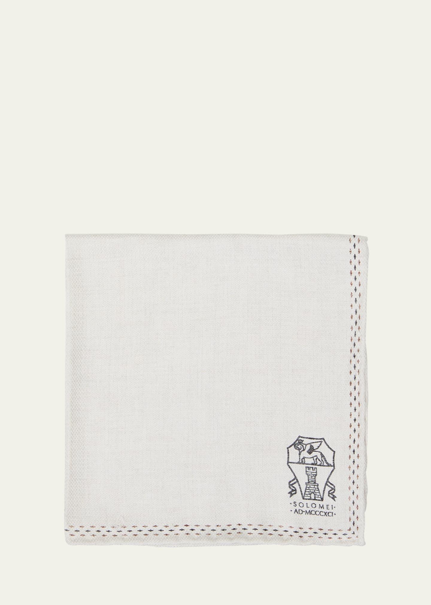 Mens Silk Logo-Print Pocket Square Product Image