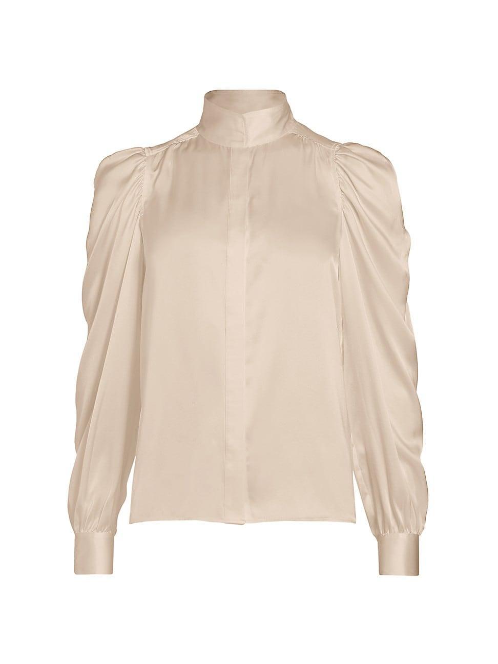 Womens Gillian Silk Puff-Sleeve Blouse Product Image