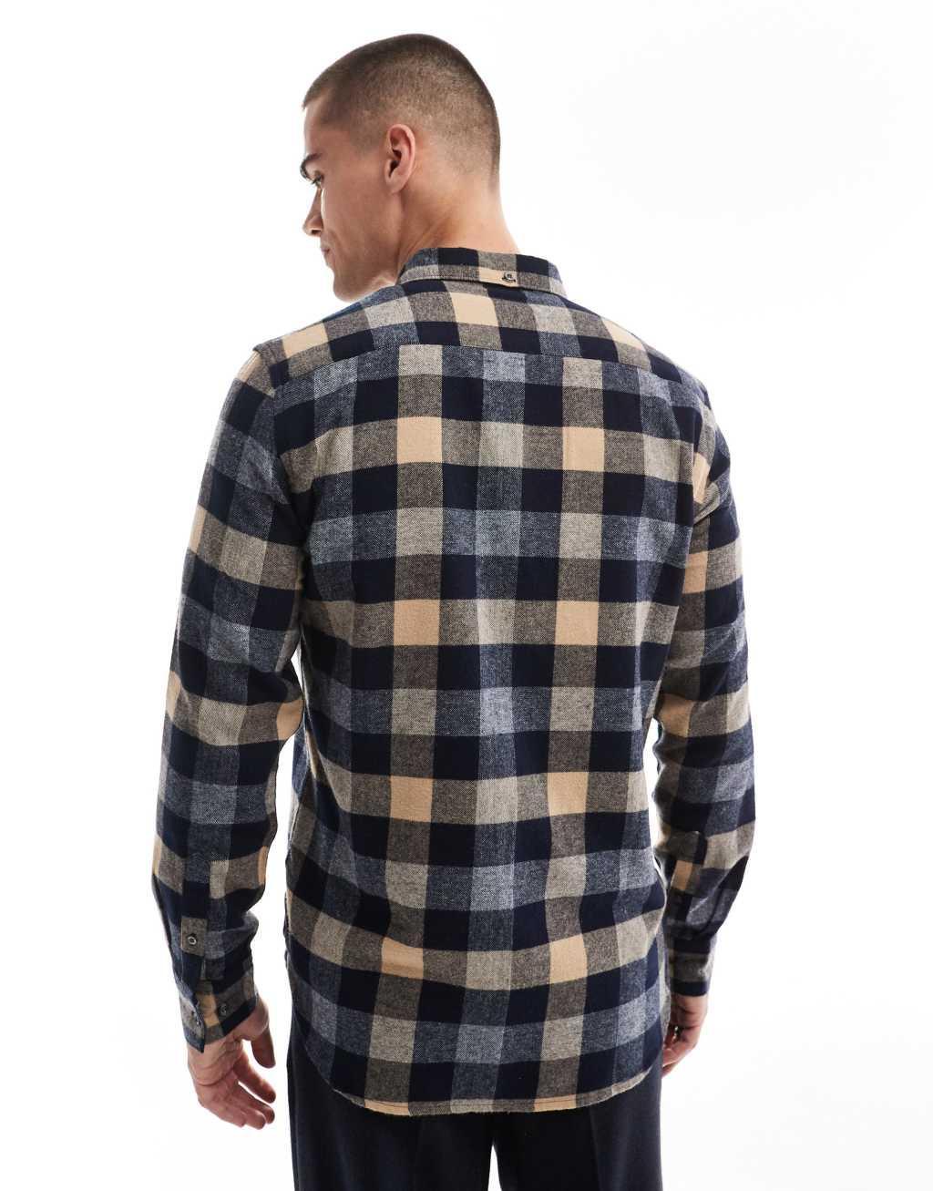 French Connection long sleeve check flannel shirt in camel Product Image