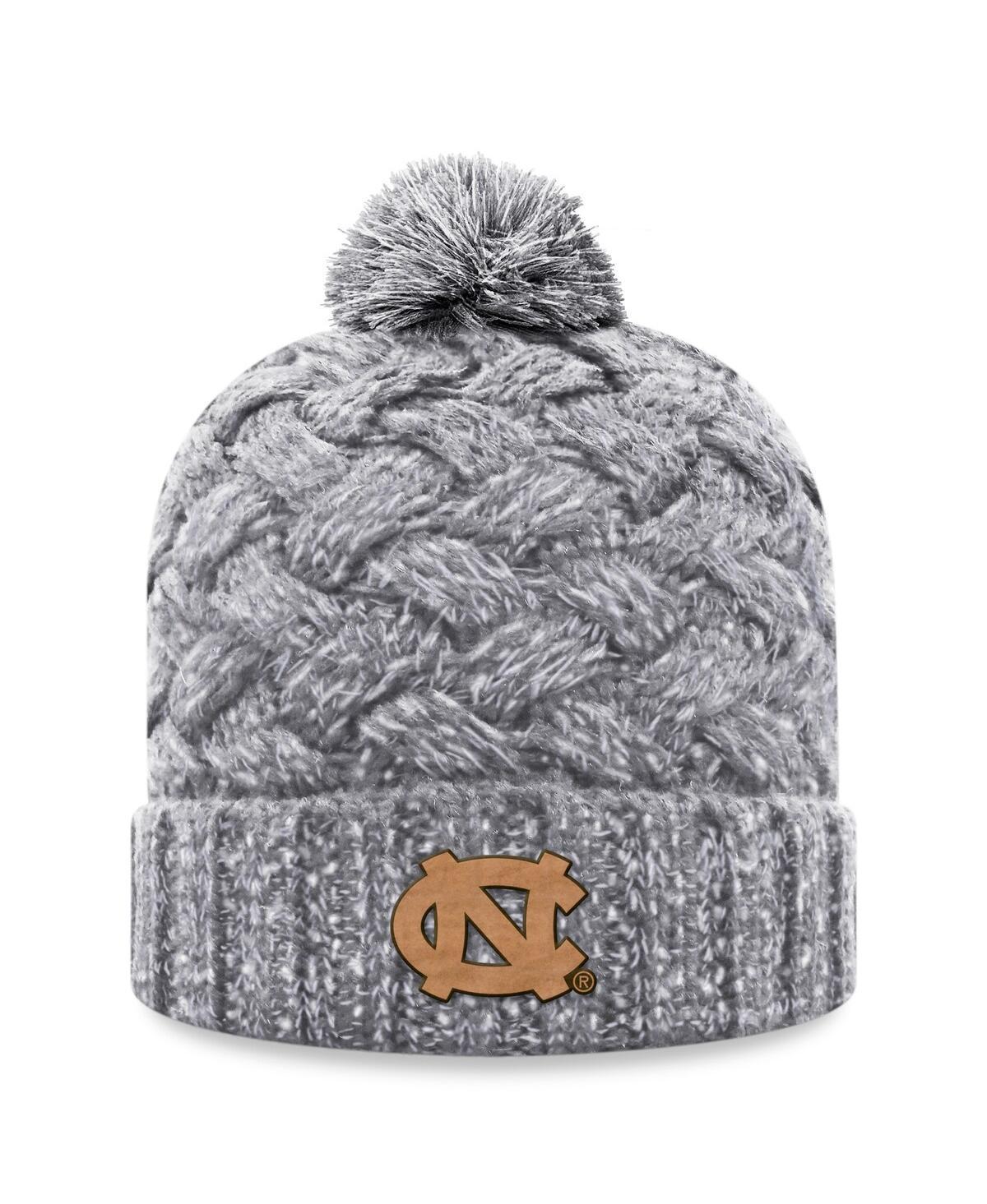 Womens Top of the World Heather Gray North Carolina Tar Heels Arctic Cuffed Knit Hat with Pom Product Image