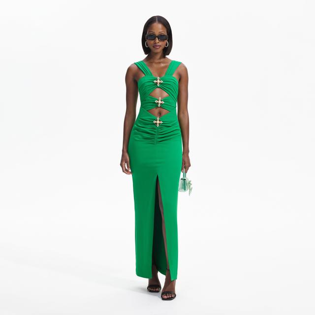 Green Crepe Cut-Out Maxi Dress Product Image