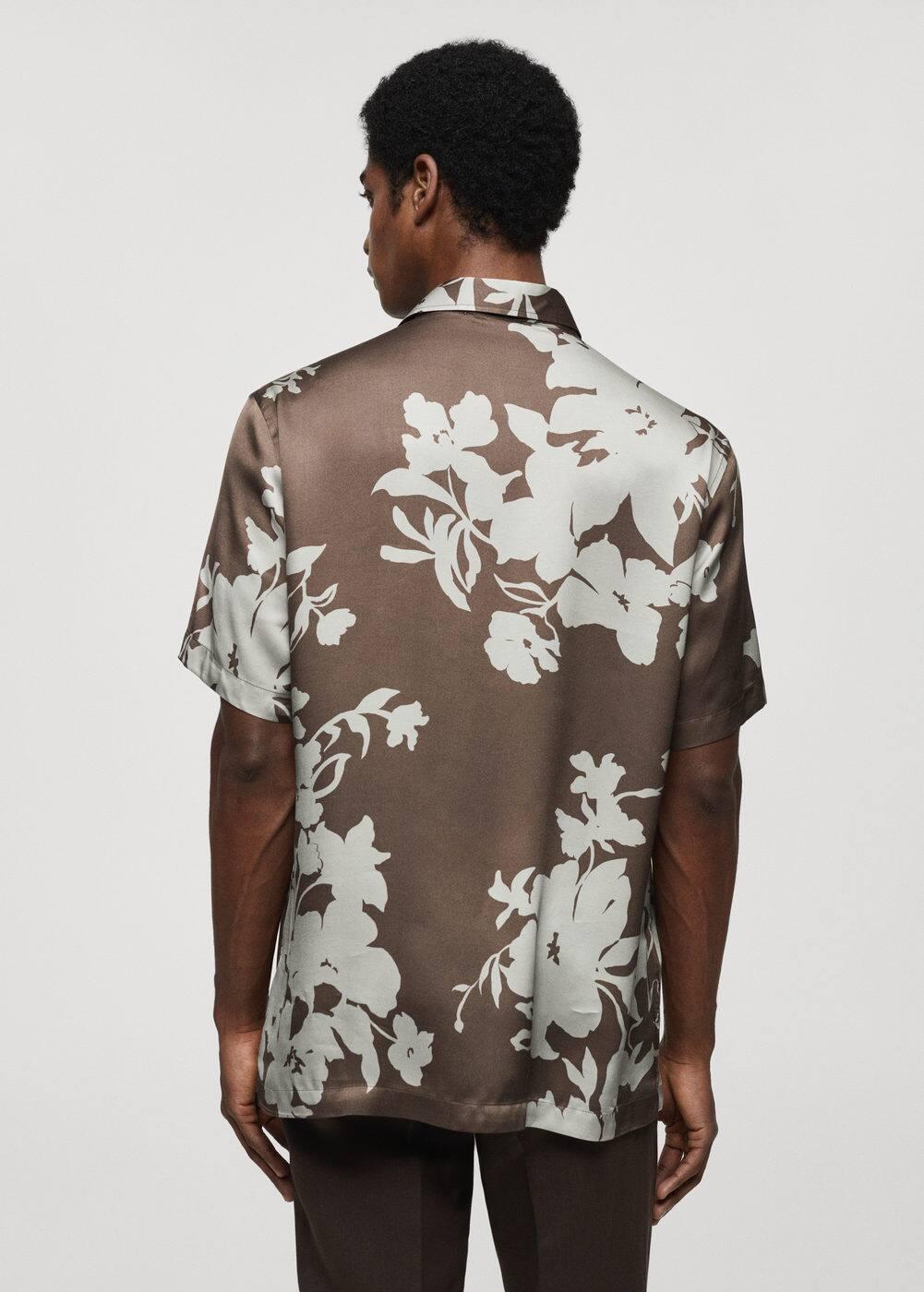 MANGO MAN - Flowy floral print shirt medium brownMen Product Image