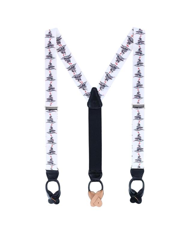 Trafalgar Mens McCallister Contemporary Christmas Tree Silk Button End Suspenders Product Image