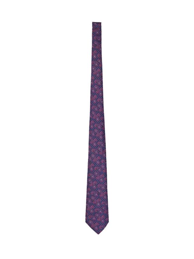 Paisley-print Silk Tie In Blue Product Image