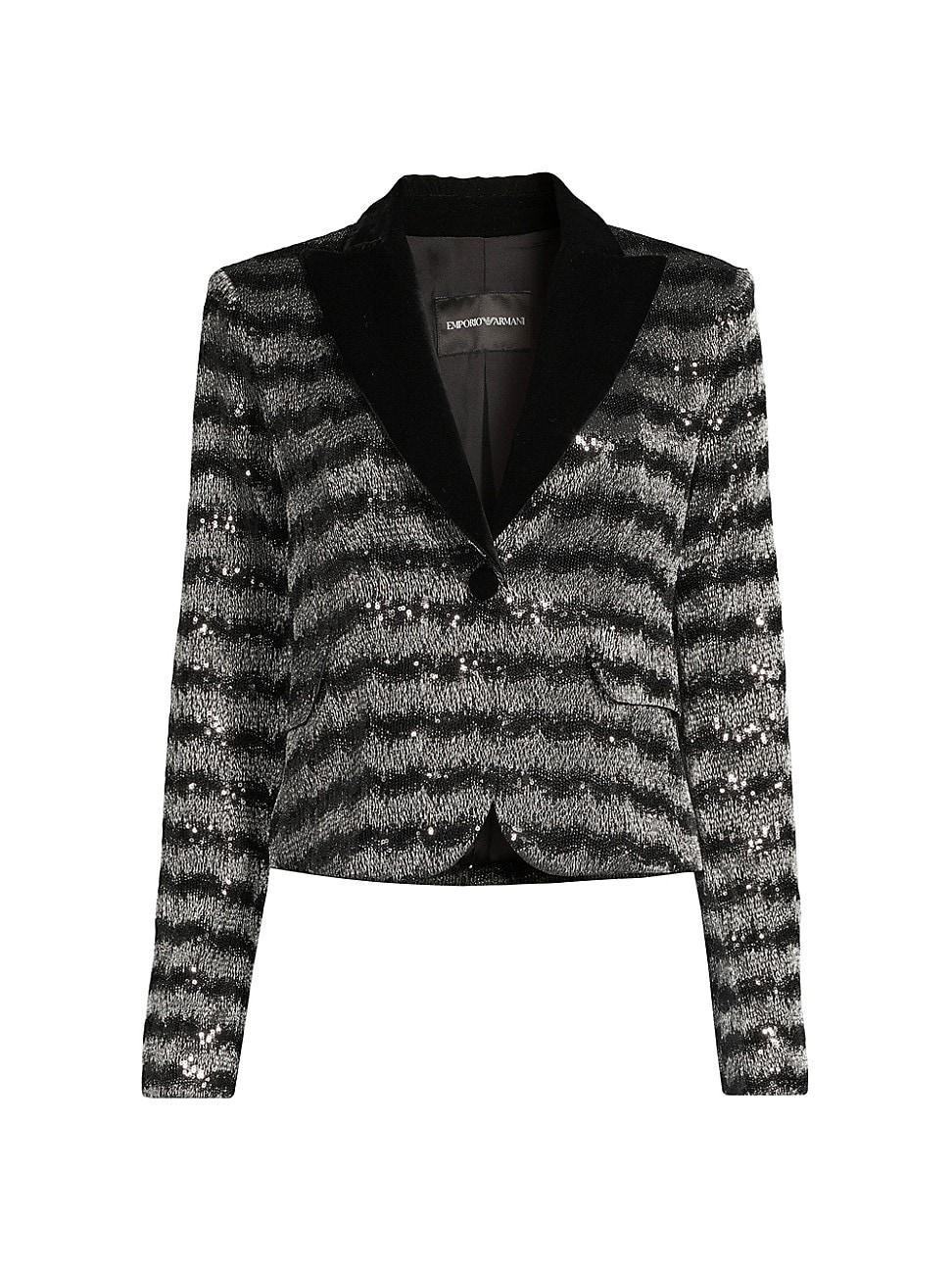 Womens Chevron Sequined Blazer Product Image