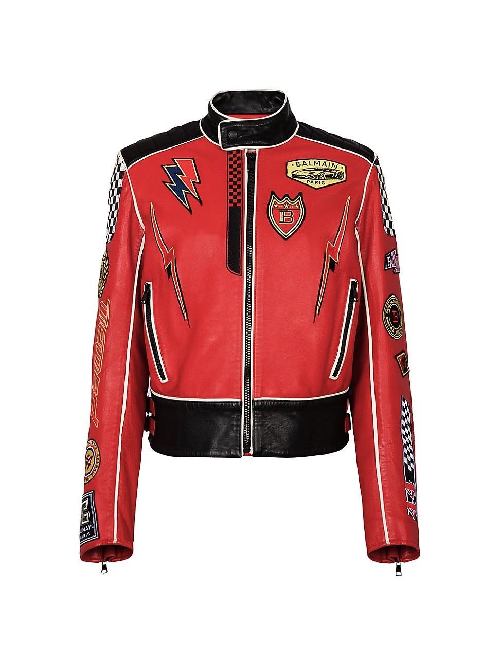 Mens Balmain x Formula 1 Leather Biker Jacket Product Image