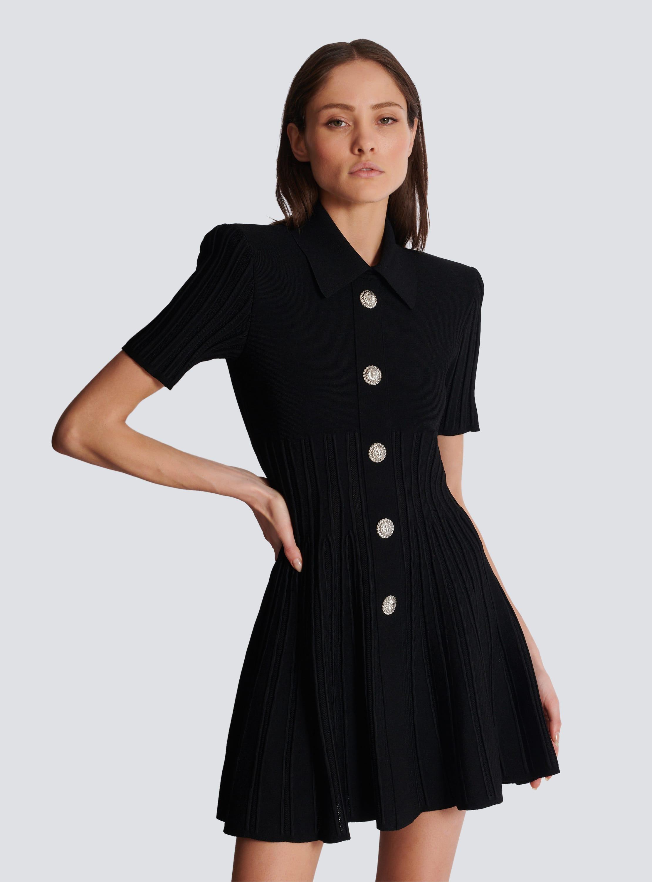 Flared knit dress with buttons Product Image