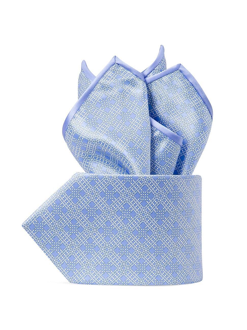 Mens Luxury Hand Printed Silk Tie Set Product Image