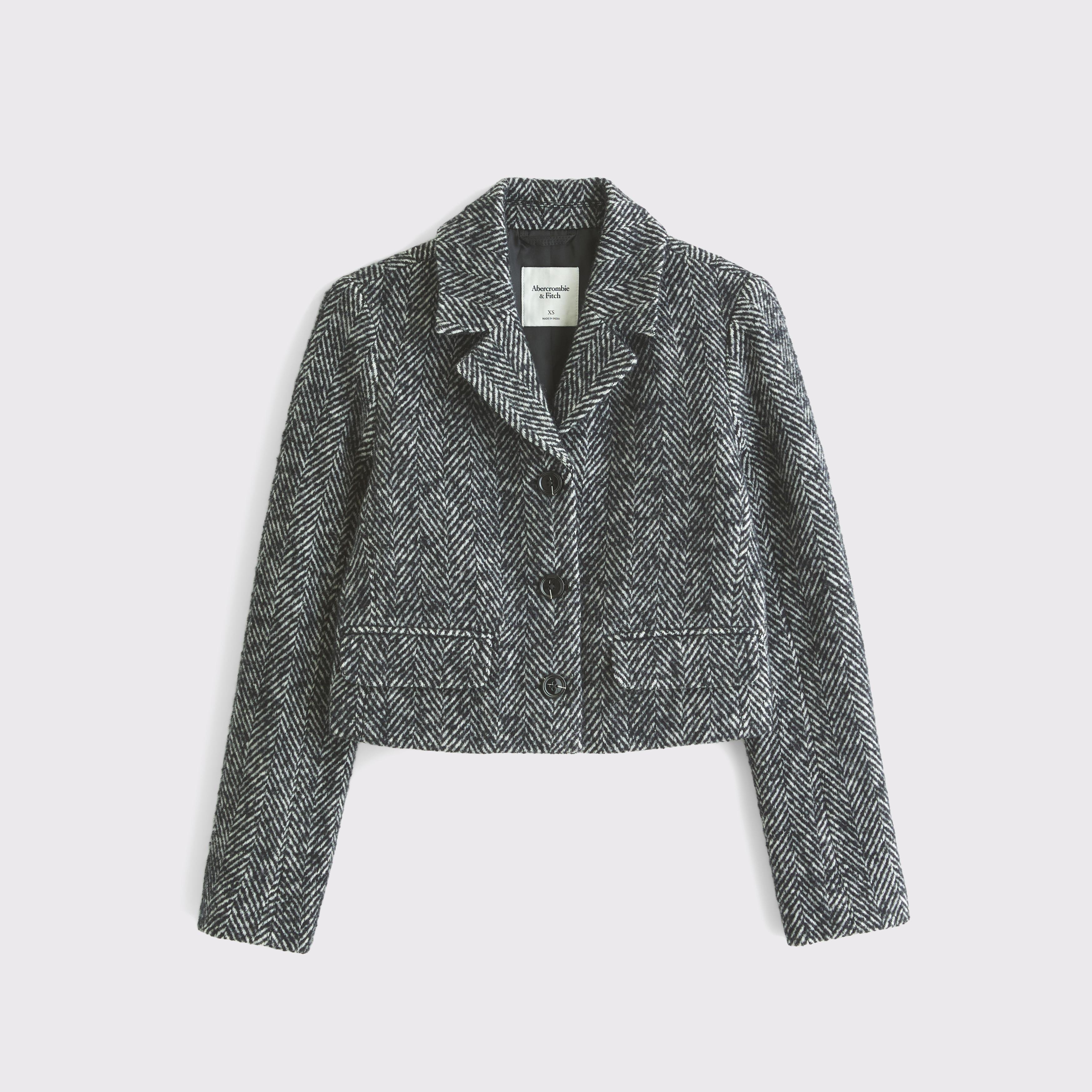 Cropped Wool-Blend Blazer Coat Product Image